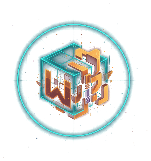 Watchamabuildit logo: a glowing cube with the W and question mark